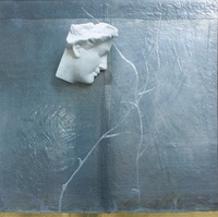 il giardino, 2019, marmo bianco di Carrara, piombo e ottone, cm110x110x25